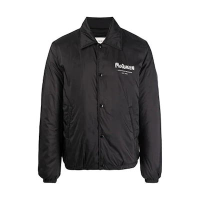Alexander McQueen Logo Printed Bomber Jacket Black 662323-QTR60-1080