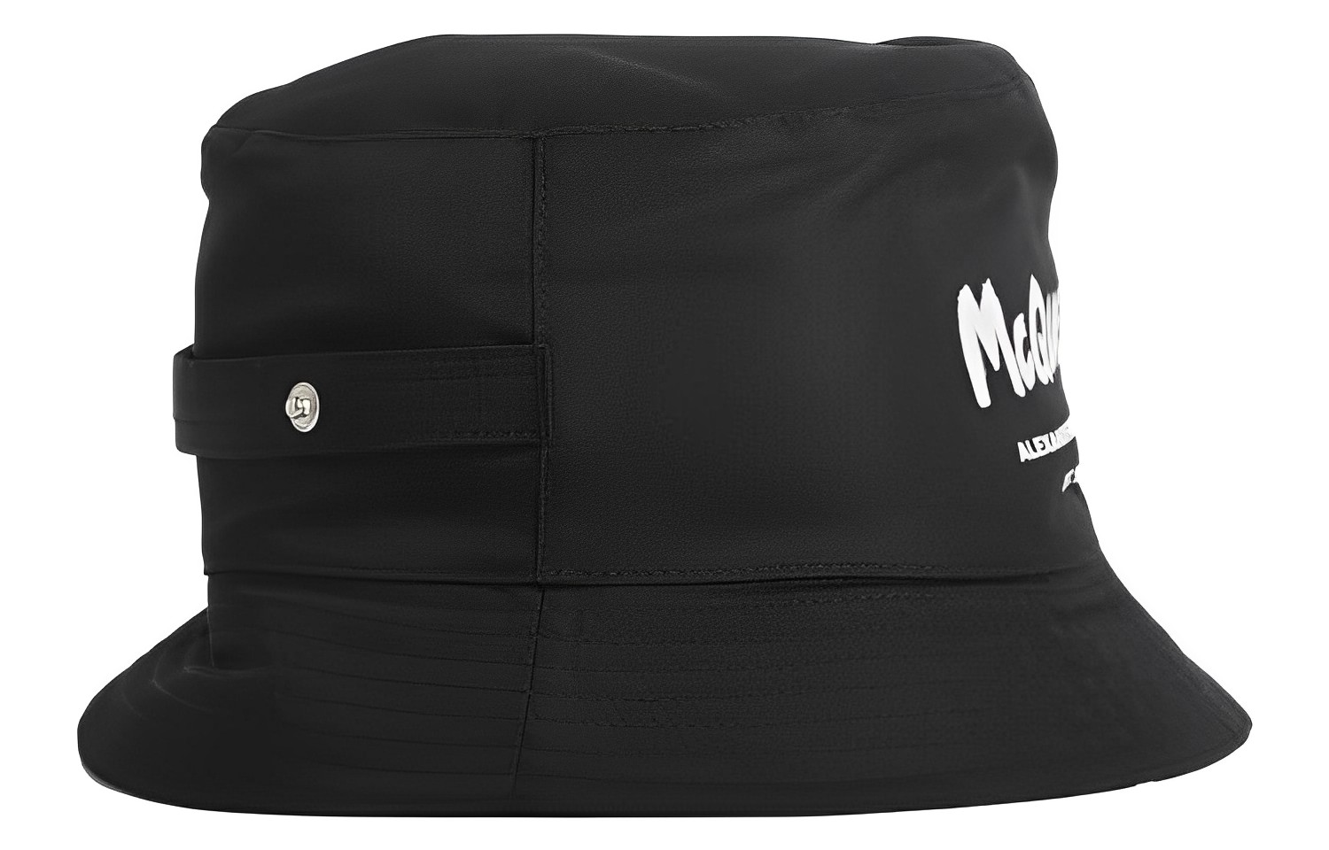 Shop Alexander McQueen Topi Baldi Logo Cetak Kasual Poliester Hitam 6677794404Q1078