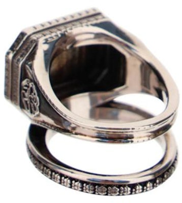 Alexander McQueen Logo Ring Silver for Men 711089J160Y0446 Shop Alexander McQueen Logo Ring Silver for Men 711089J160Y0446