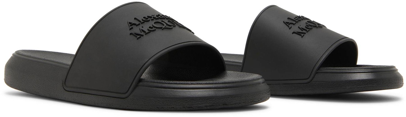 (Women) Alexander McQueen Logo Slides 'Black' 666983-W4QS0-1000 Cheap (Women) Alexander McQueen Logo Slides 'Black' 666983-W4QS0-1000