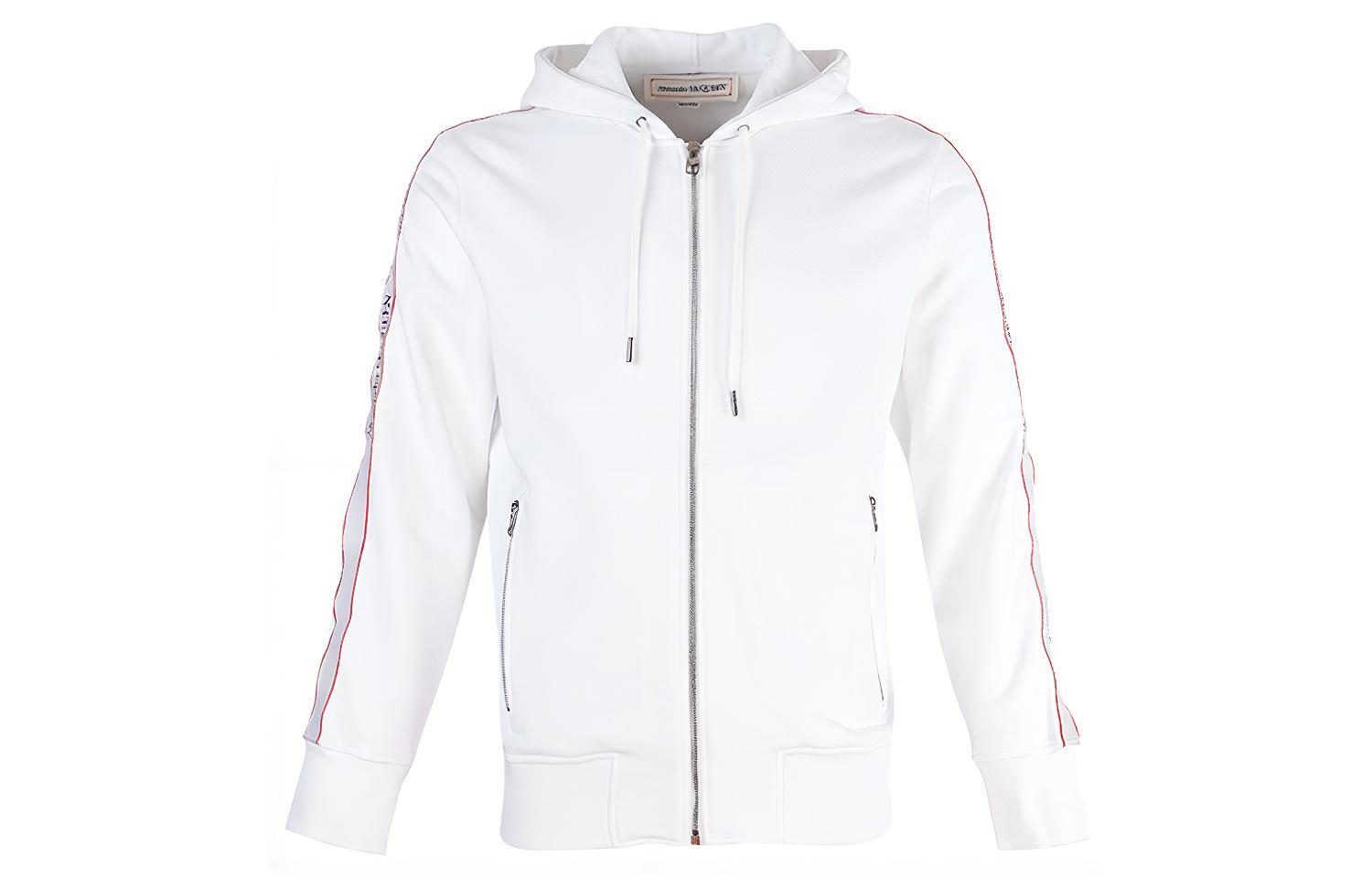 Alexander McQueen Logo Strap Zip-Up Jacket Men’s White 654794-QRX75-0900