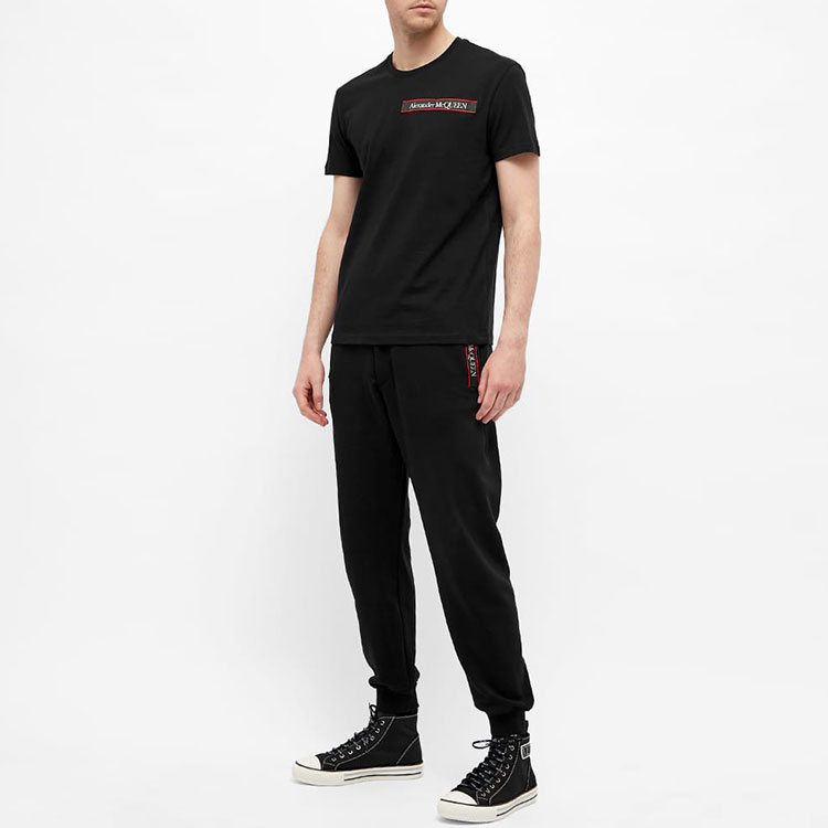 Purchase Alexander McQueen 標誌織帶針織運動長褲 黑色 642664-QRX75-0902