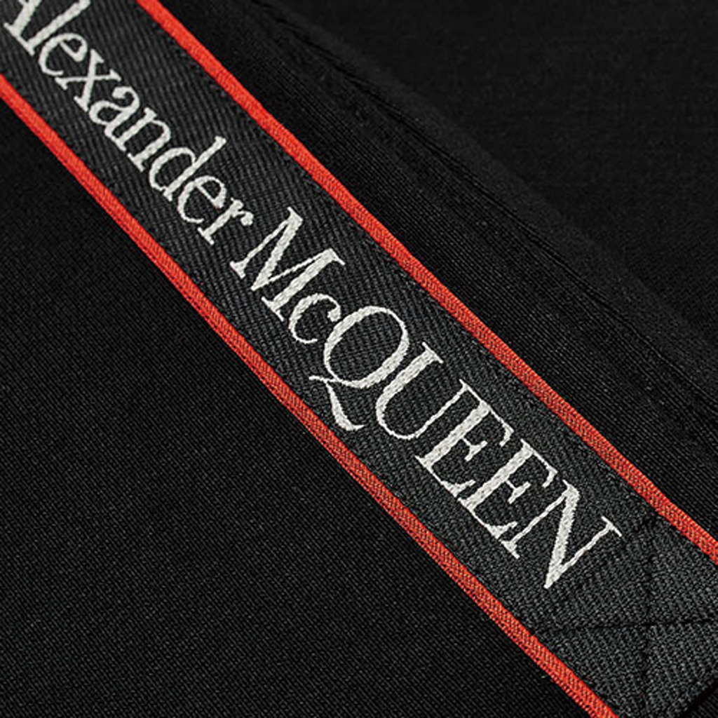 Sizing Alexander McQueen 標誌織帶針織運動長褲 黑色 642664-QRX75-0902