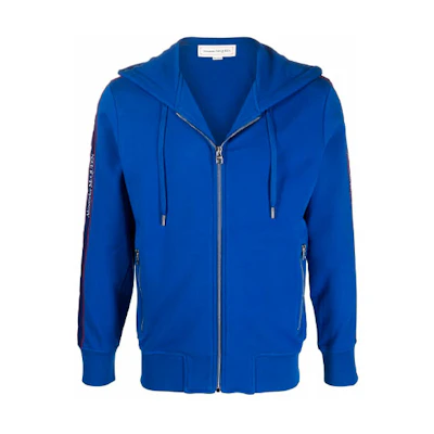 Alexander McQueen Logo Trim Hoodie Sweatshirt Blue - 654794QRX750903