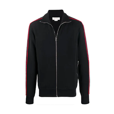 Alexander McQueen Logo Zipper Long Sleeve Jacket - Black 625377-QPR38-1000