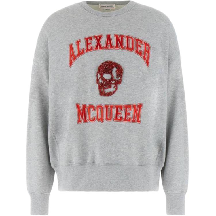 Alexander McQueen Loose Fit Crewneck Long Sleeve Sweatshirt Grey () 754562-QVX43-0902