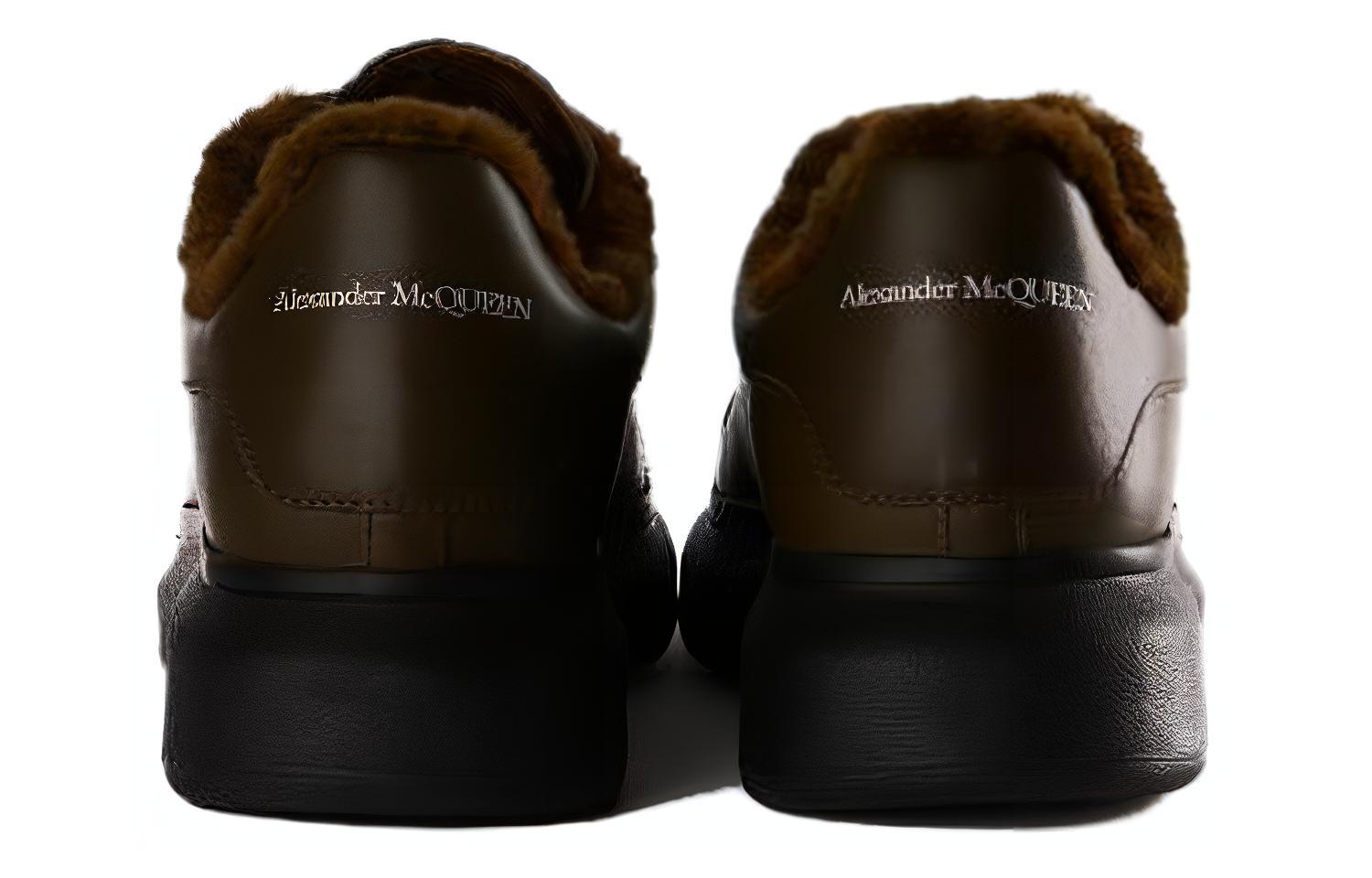 Shop Alexander McQueen亞歷山大麥昆 牛皮 舒适休閒 低筒 板鞋 男款 深棕色