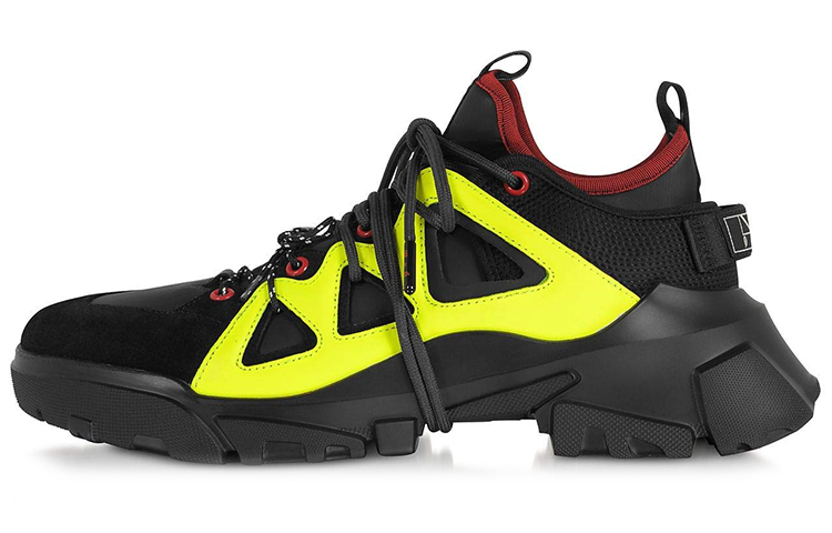 Alexander McQueen McQ Leather Fashion Sneaker 'Black Yellow' 573126R26341047