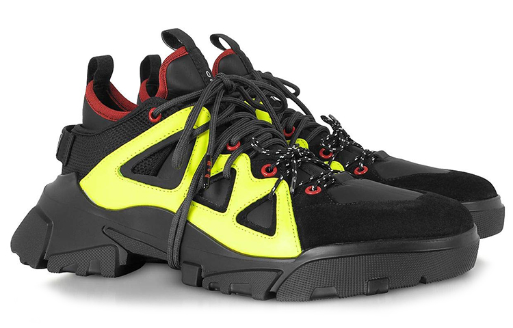 Alexander McQueen McQ Leather Fashion Sneaker 'Black Yellow' 圖 2