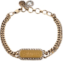 Alexander McQueen Multi-Chain Logo Pendant Cuban Chain Bracelet Gold. 688434J160T2832 Alexander McQueen Multi-Chain Logo Pendant Cuban Chain Bracelet Gold. 688434J160T2832