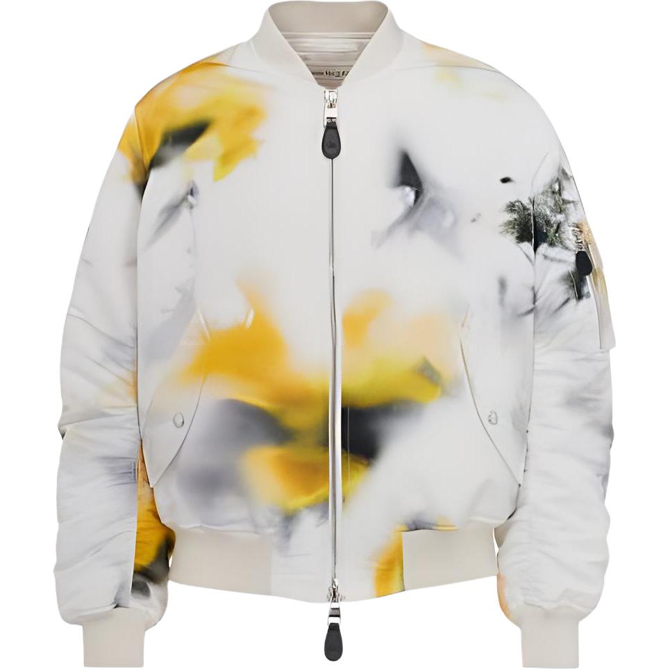 Alexander McQueen Obscured Flower Bomber Jacket White/Yellow Tie-Dye Jacket 774705-QRAAP-9115