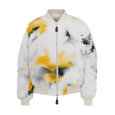 Alexander McQueen Obscured Flower Bomber Jacket White/Yellow Tie-Dye Jacket 774705-QRAAP-9115