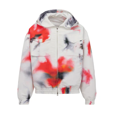 Alexander McQueen Obscured Flower Windbreaker White/Red Colorblock Jacket 774747-QRAAP-9119