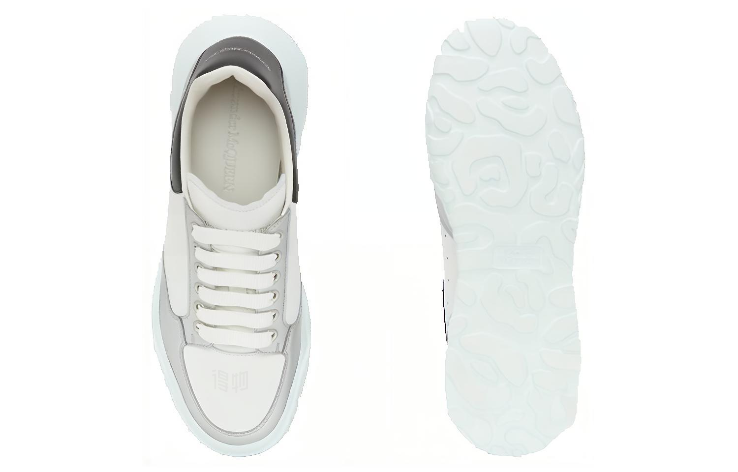 Shop Alexander McQueen Oversized Court Trainer ''Wit Zilver'' 662663-WIA96-9455