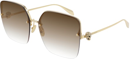 Alexander McQueen Oversized Irregular Sunglasses Unisex Couple Design AM0271S-002 Alexander McQueen Oversized Irregular Sunglasses Unisex Couple Design AM0271S-002