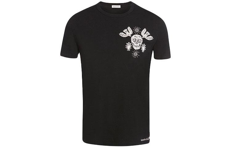 Alexander McQueen Oversized Logo Embroidered Skull T-Shirt 666613-QRX04-1000