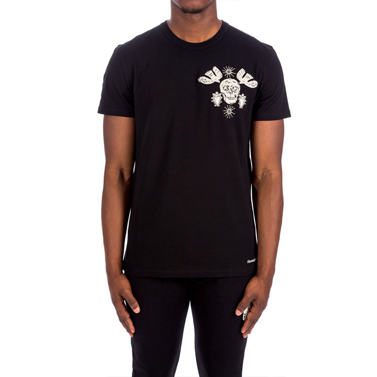 Shop 亚历山大麦昆骷髅刺绣标志宽松T恤 666613-QRX04-1000