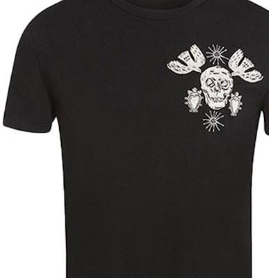 亚历山大麦昆骷髅刺绣标志宽松T恤 666613-QRX04-1000 Sizing 亚历山大麦昆骷髅刺绣标志宽松T恤 666613-QRX04-1000