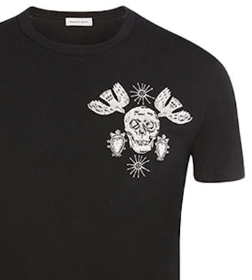 亚历山大麦昆骷髅刺绣标志宽松T恤 666613-QRX04-1000 Cheap 亚历山大麦昆骷髅刺绣标志宽松T恤 666613-QRX04-1000