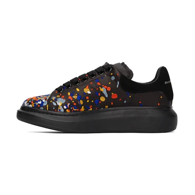 Alexander McQueen Oversized Paint-Embroidery Sneakers 'Black Multicolor'