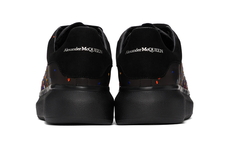 Alexander McQueen Oversized Paint-Embroidery Sneakers 'Black Multicolor' 圖 5