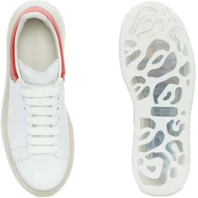 Alexander McQueen 寬版 光滑小牛皮 透明運動鞋 白紅 Purchase Alexander McQueen 寬版 光滑小牛皮 透明運動鞋 白紅
