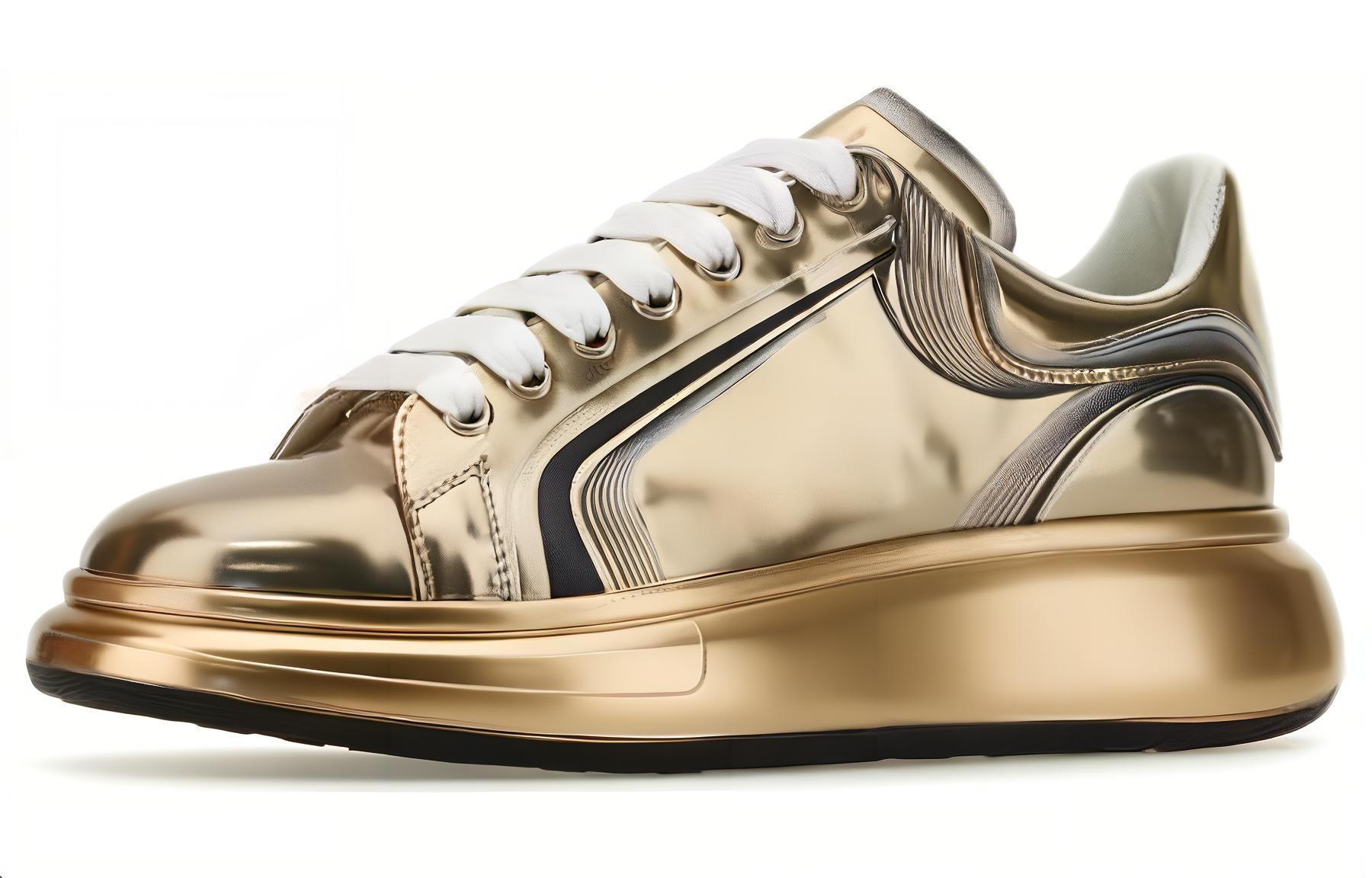 Lookbook アレキサンダー・マックイーン カーブテック ゴールド スニーカー 750340-WIDE2-7721