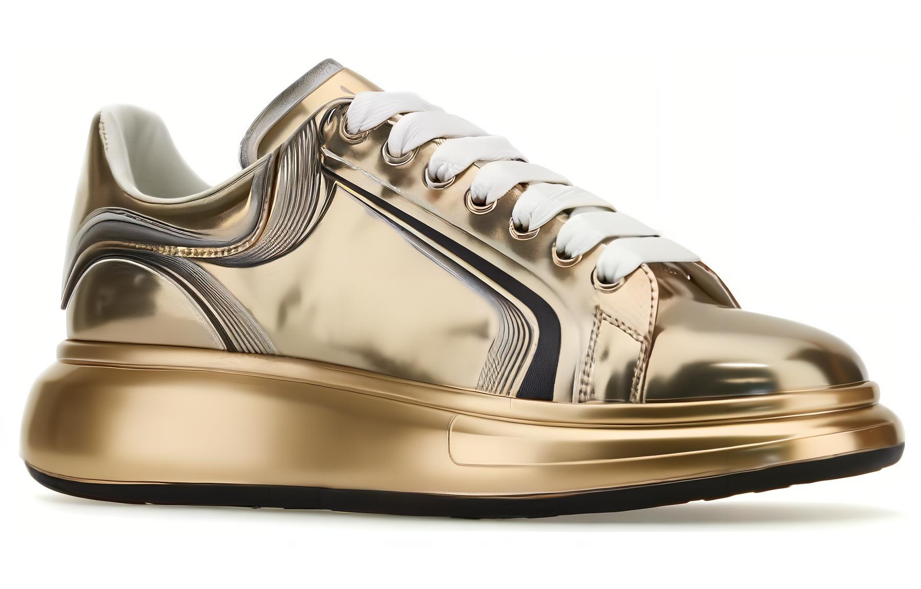 Shop アレキサンダー・マックイーン カーブテック ゴールド スニーカー 750340-WIDE2-7721