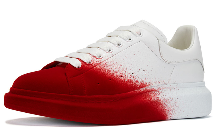 Lookbook Alexander McQueen Oversized Sneaker 'Lust Red Velvet Spray' Wanita Pria 575415-WHWM1-9092