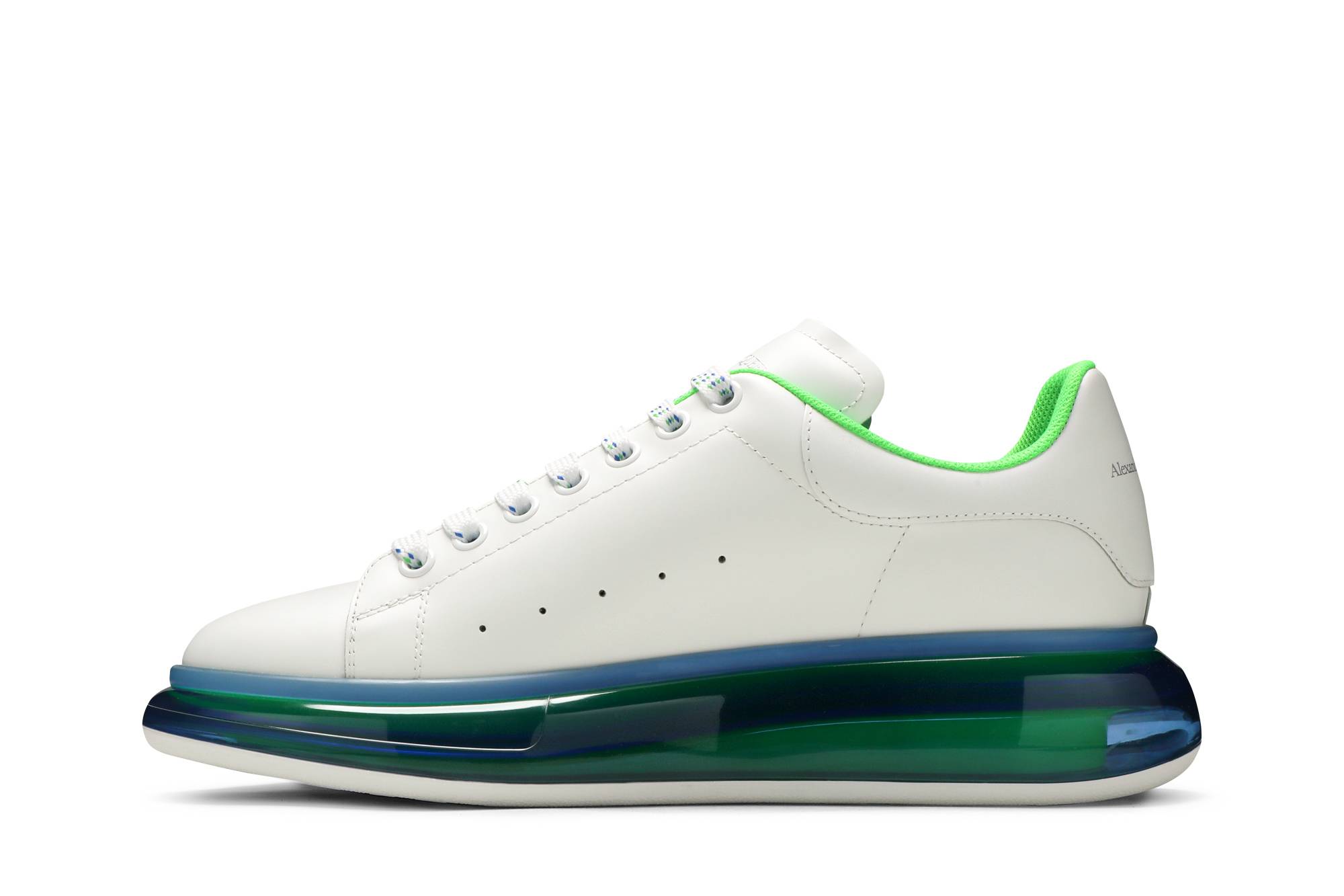 Lookbook 亞歷山大·麥昆透明底白藍色超大號運動鞋 662657-WHYBY-9467