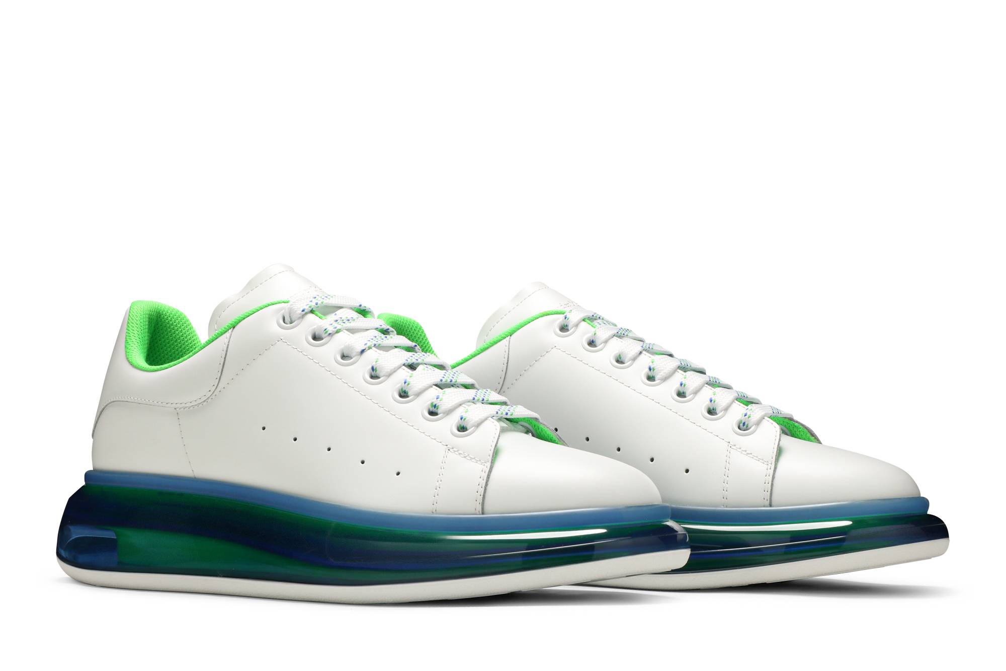 Cheap 亞歷山大·麥昆透明底白藍色超大號運動鞋 662657-WHYBY-9467