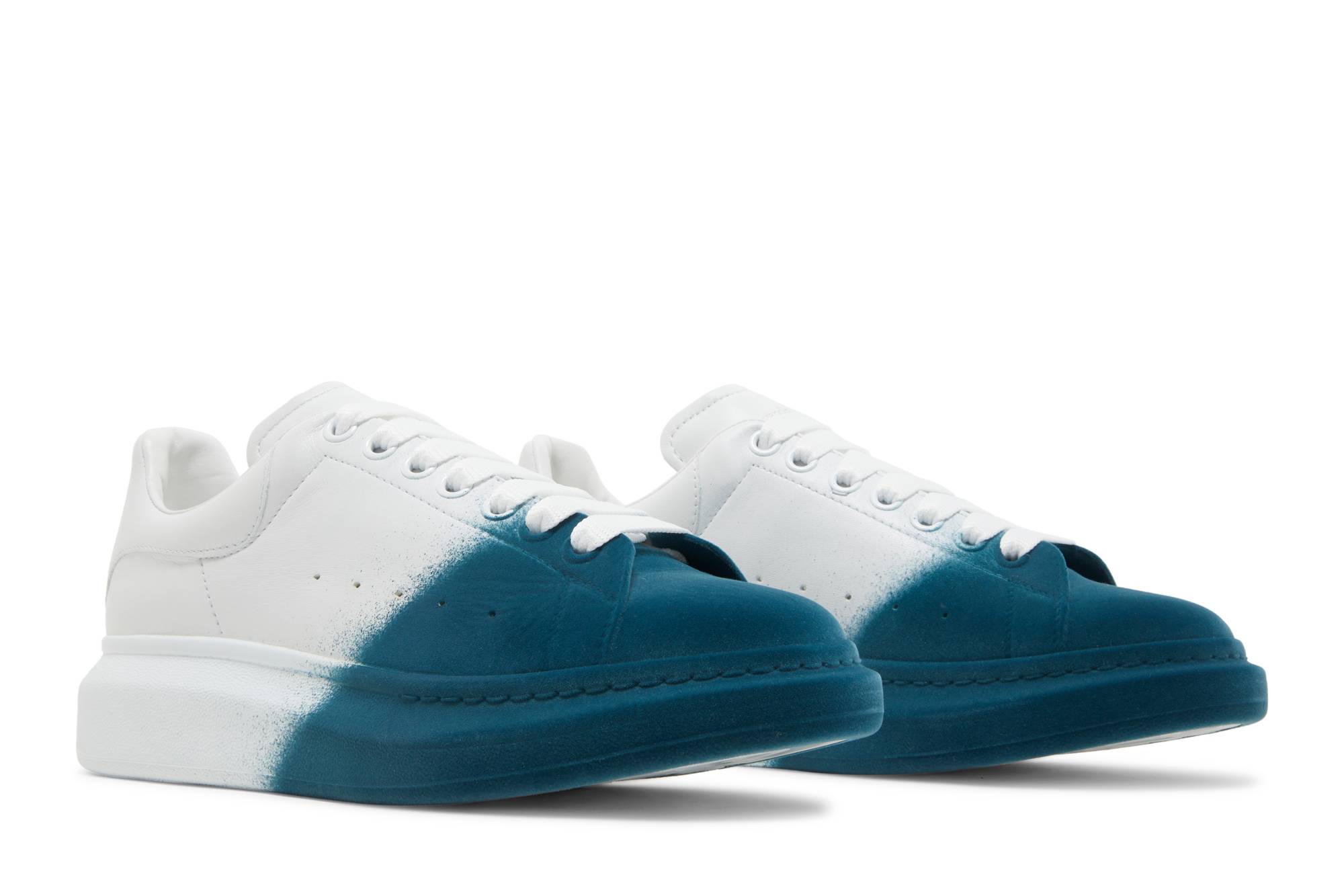 Cheap 亚历山大麦昆白色翡翠绿喷溅大码运动鞋 575415WHWM29706