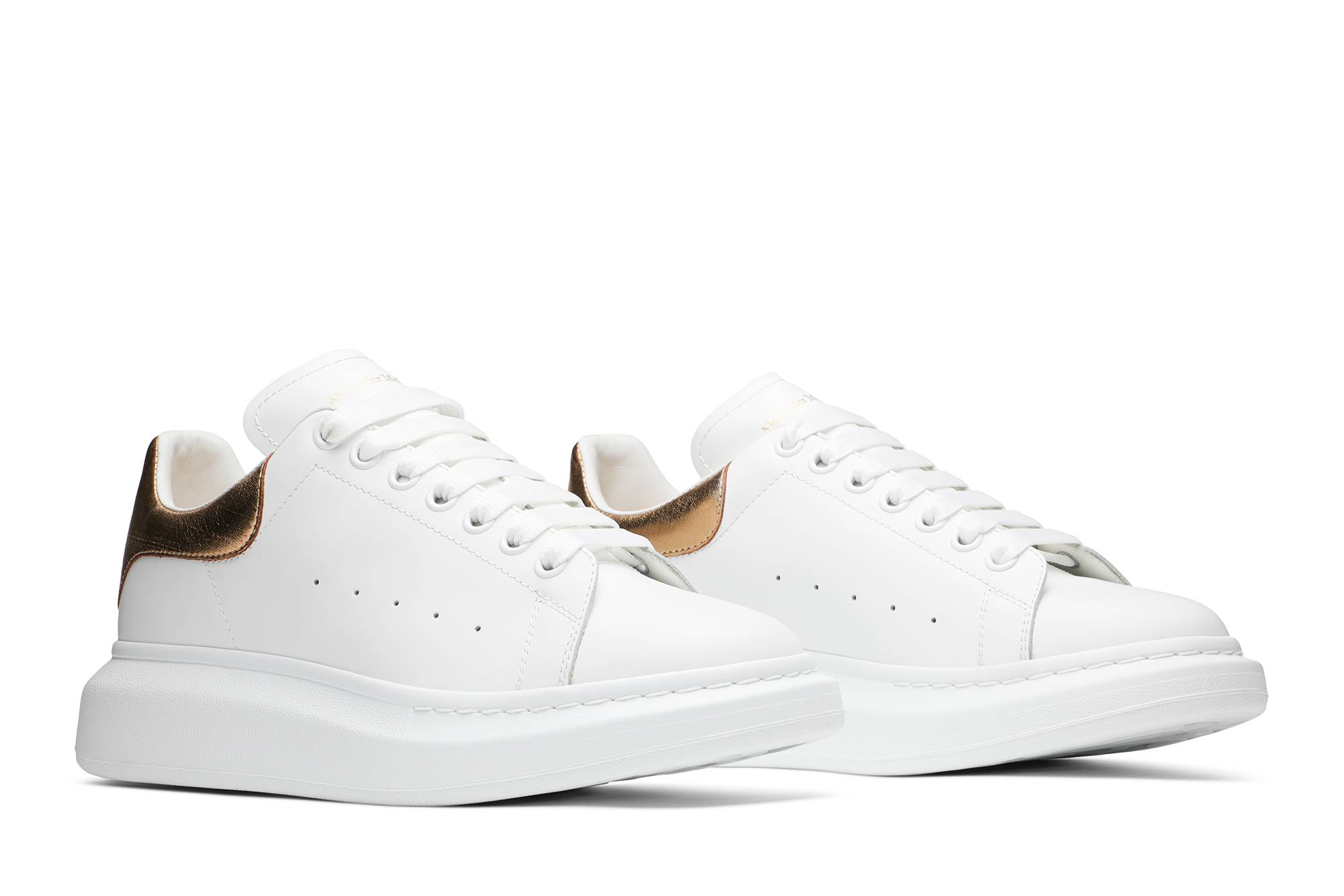 Cheap 亚历山大·麦昆金白色厚底运动鞋 553680WHNBG9075