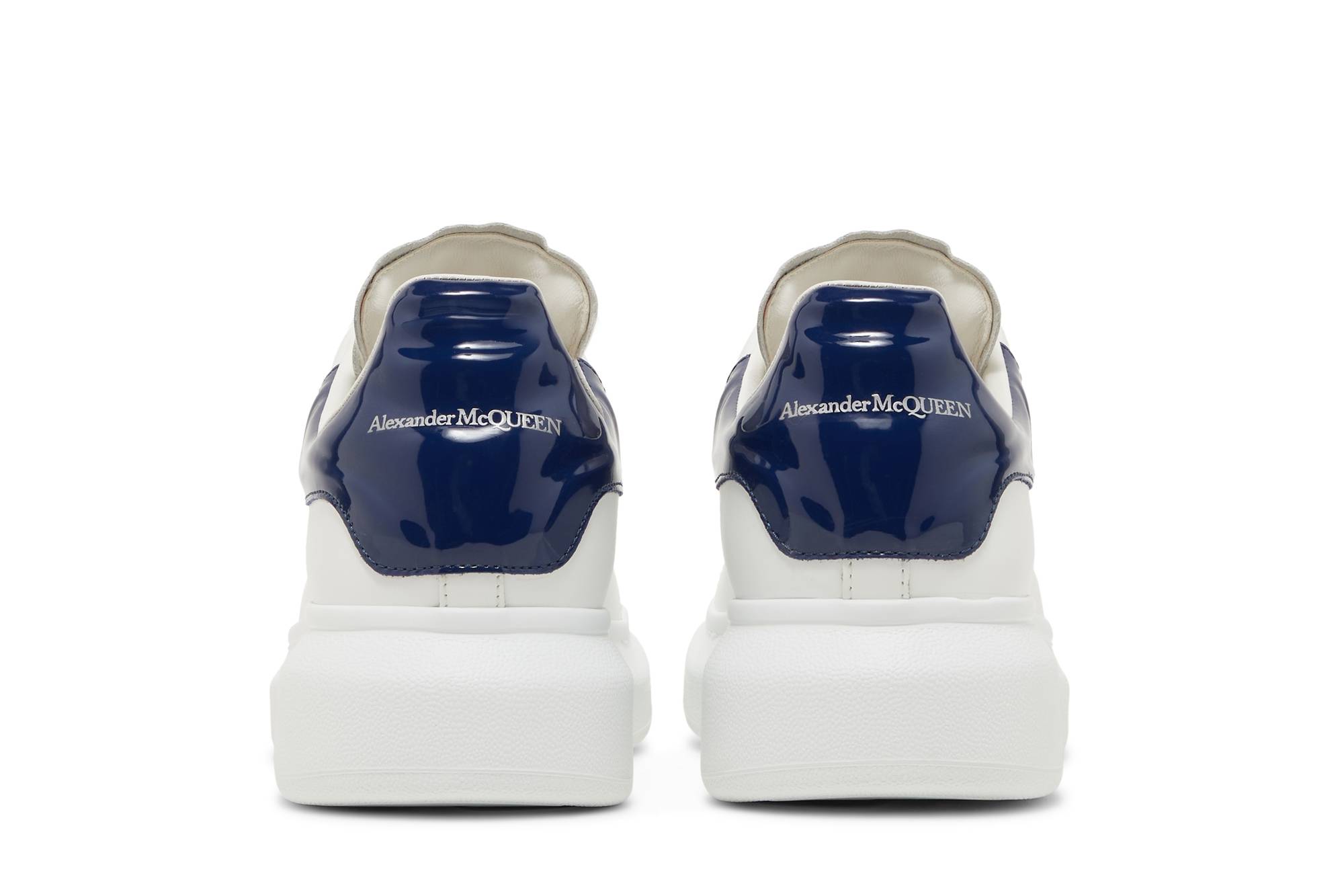 Details for Alexander McQueen Kasut Oversize 'Putih Navy Patent' 727390WICGW9095