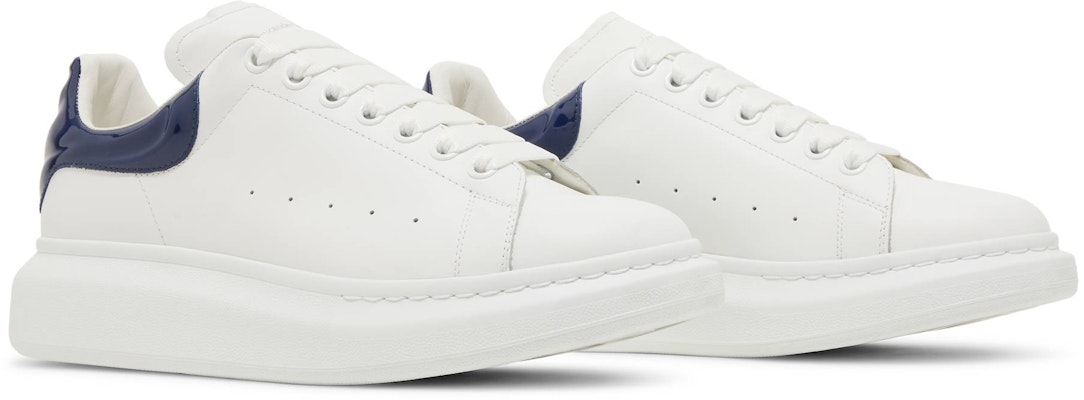 Alexander McQueen Kasut Oversize 'Putih Navy Patent' 727390WICGW9095 Cheap Alexander McQueen Kasut Oversize 'Putih Navy Patent' 727390WICGW9095