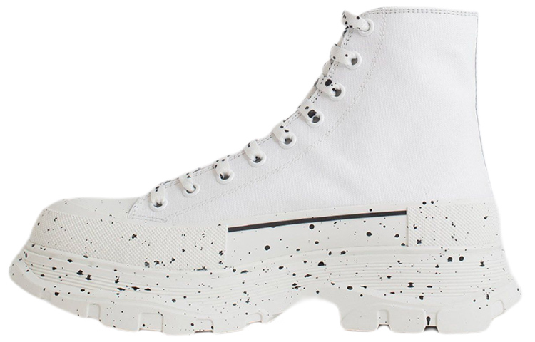 Alexander McQueen Paint Tread Slick High Sneakers 'White Black'