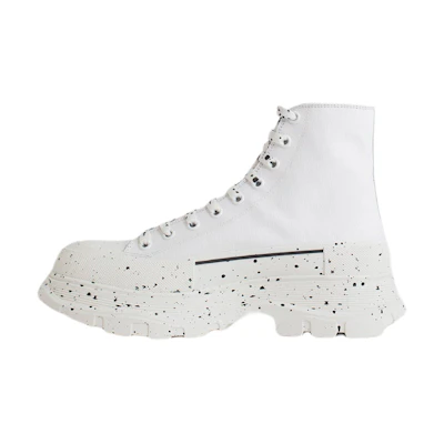 Alexander McQueen Paint Tread Slick High Sneakers 'White Black'