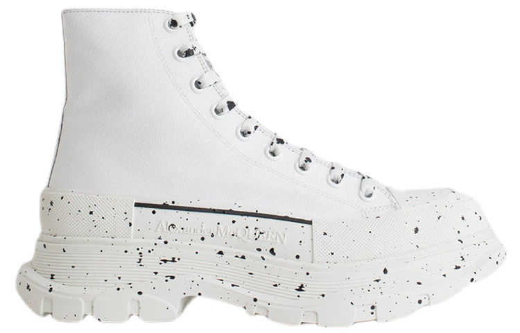 Alexander McQueen Paint Tread Slick High Sneakers 'White Black' 圖 2