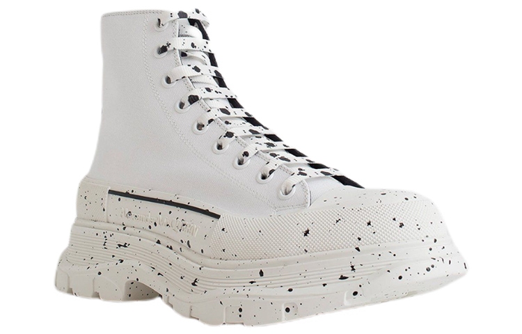 Alexander McQueen Paint Tread Slick High Sneakers 'White Black' 圖 3
