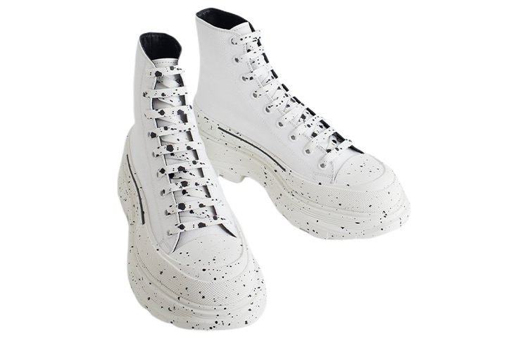 Alexander McQueen Paint Tread Slick High Sneakers 'White Black' 圖 4