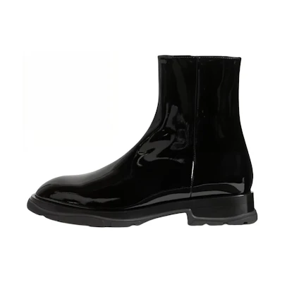 Alexander McQueen Patent-leather Ankle Boots 'Black'