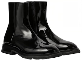 亞歷山大·麥昆 休閒潮流漆皮短靴 黑色 Order 亞歷山大·麥昆 休閒潮流漆皮短靴 黑色