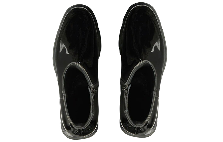 Lookbook 亞歷山大·麥昆 休閒潮流漆皮短靴 黑色