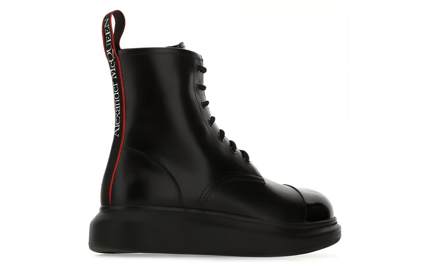 Shop Alexander McQueen Patent Leather Platform Boots 'Black' 663528WHX5R1324