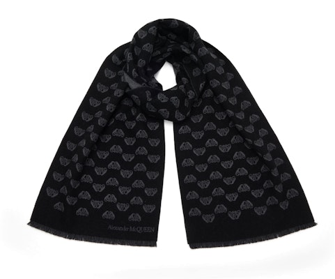 亞歷山大麥昆黑色格紋羊毛圍巾 配件 7802994617Q1061 Lookbook 亞歷山大麥昆黑色格紋羊毛圍巾 配件 7802994617Q1061