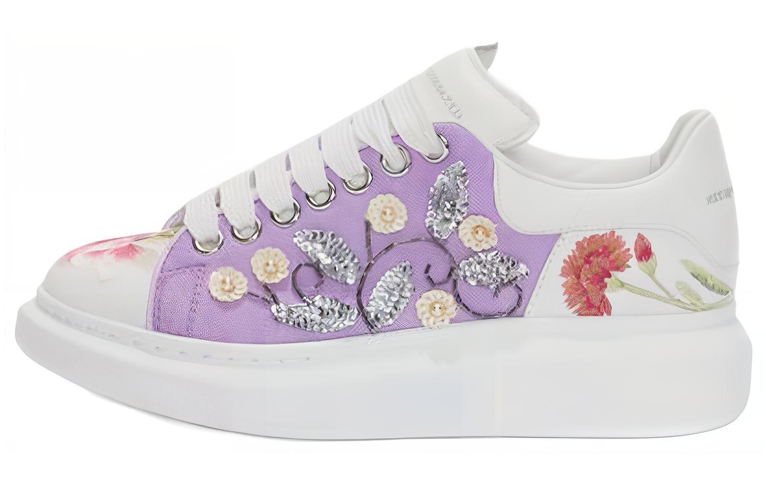 Alexander McQueen Platform Sneaker 'White Purple Embroidery' 462218WHJIL9041