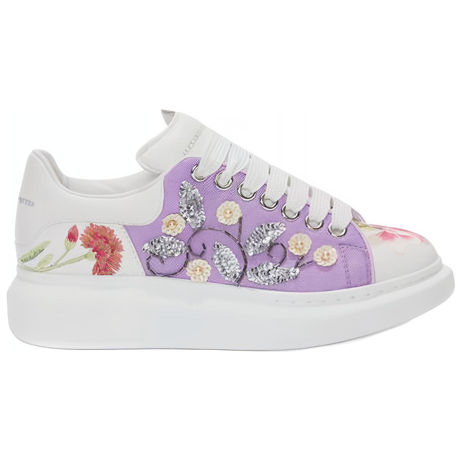 Order Alexander McQueen Sepatu Platform 'Putih Sulaman Ungu' 462218WHJIL9041