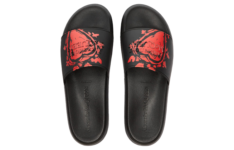 Lookbook アレキサンダー・マックイーン ハートロゴ プールスライド (黒) 667807-W4QS1-1037