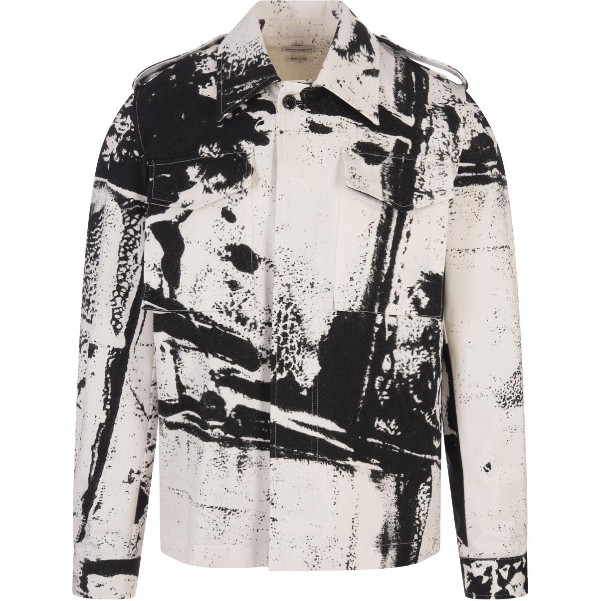 Alexander McQueen Printed Relaxed Long-Sleeve Shirt Jacket for Men Multicolor 782174-QOAA0-1090