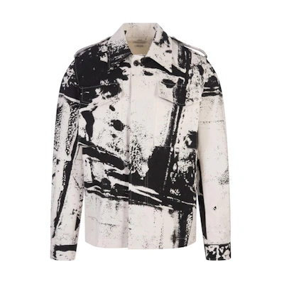 Alexander McQueen Printed Relaxed Long-Sleeve Shirt Jacket for Men Multicolor 782174-QOAA0-1090